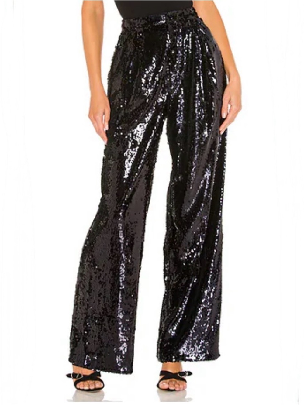 NWT WAYF Encore Black Sequin Wide Leg Pants